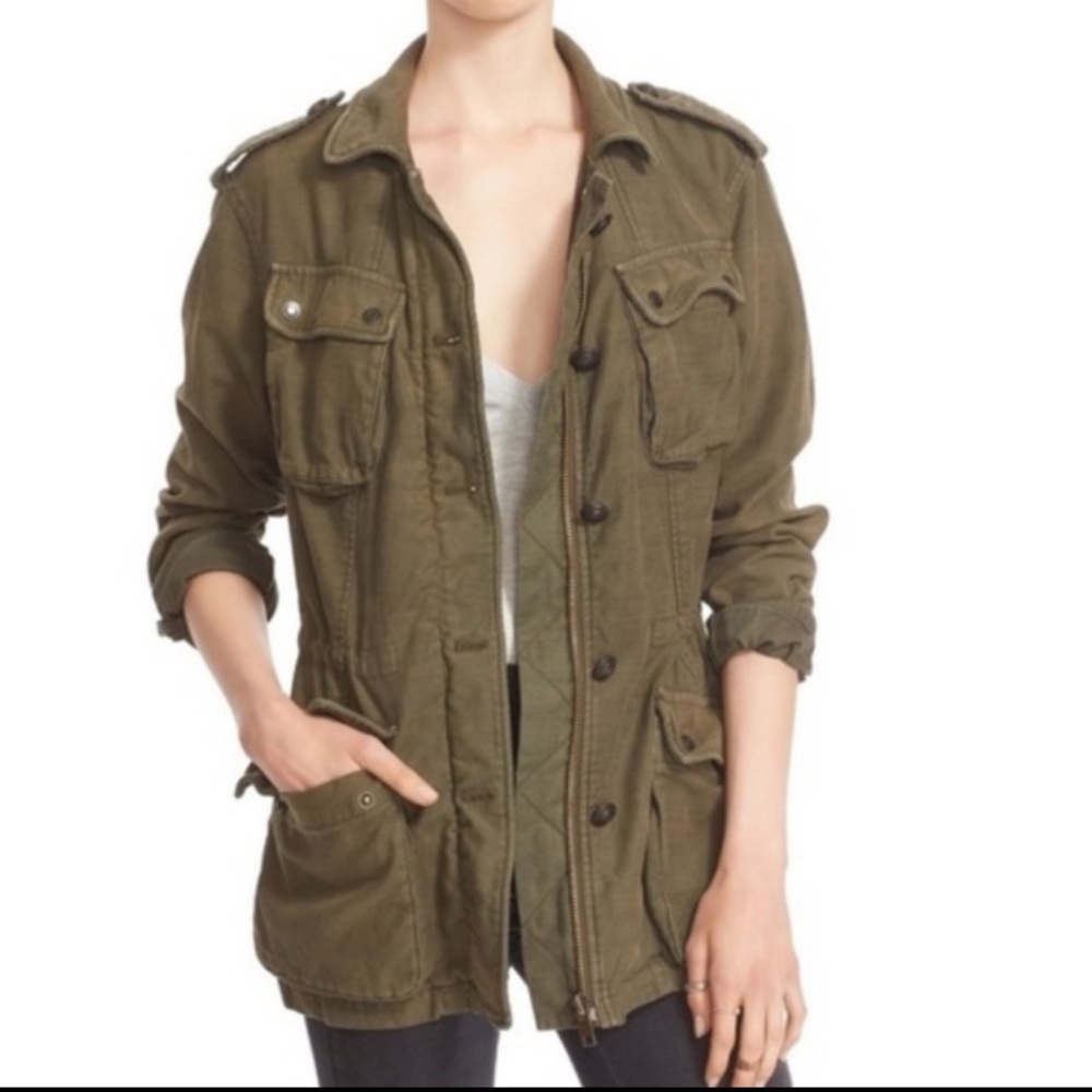 Free People Army Green Rugged Army Military Jacket